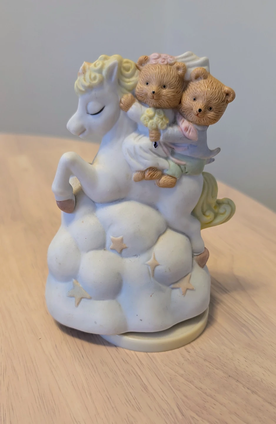 Ceramic Unicorn and Bears Musical Figurine