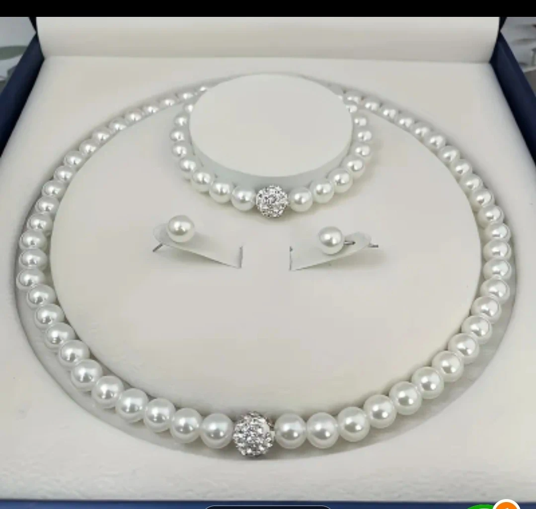 Faux Pearl Necklace, Bracelet, and Earring Set