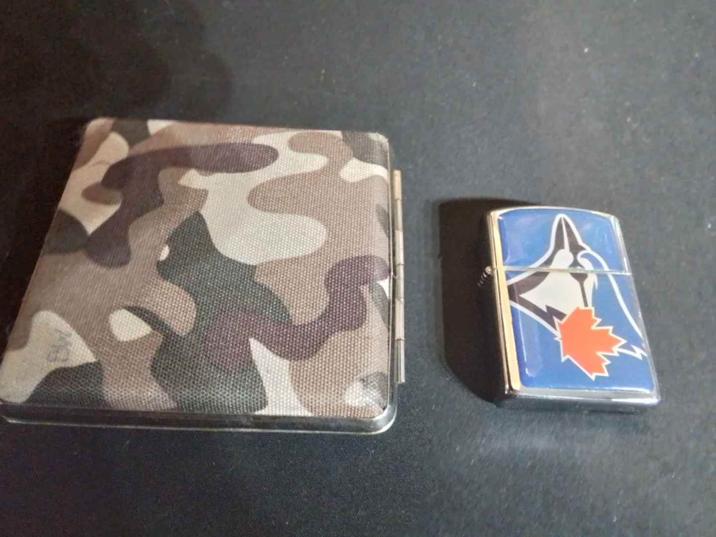 Camo Cigarette Case and Toronto Blue Jays Lighter Set