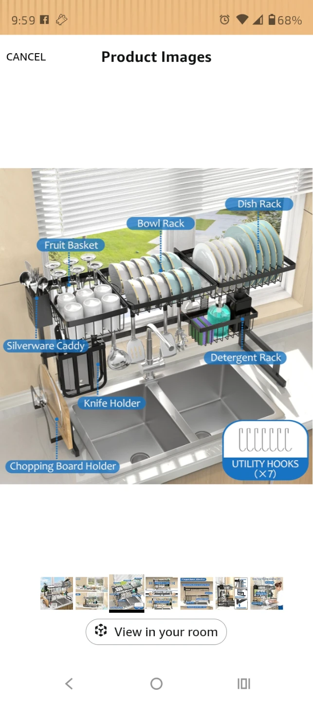 Stainless Steel Over Sink Dish Drying Rack - photo 2