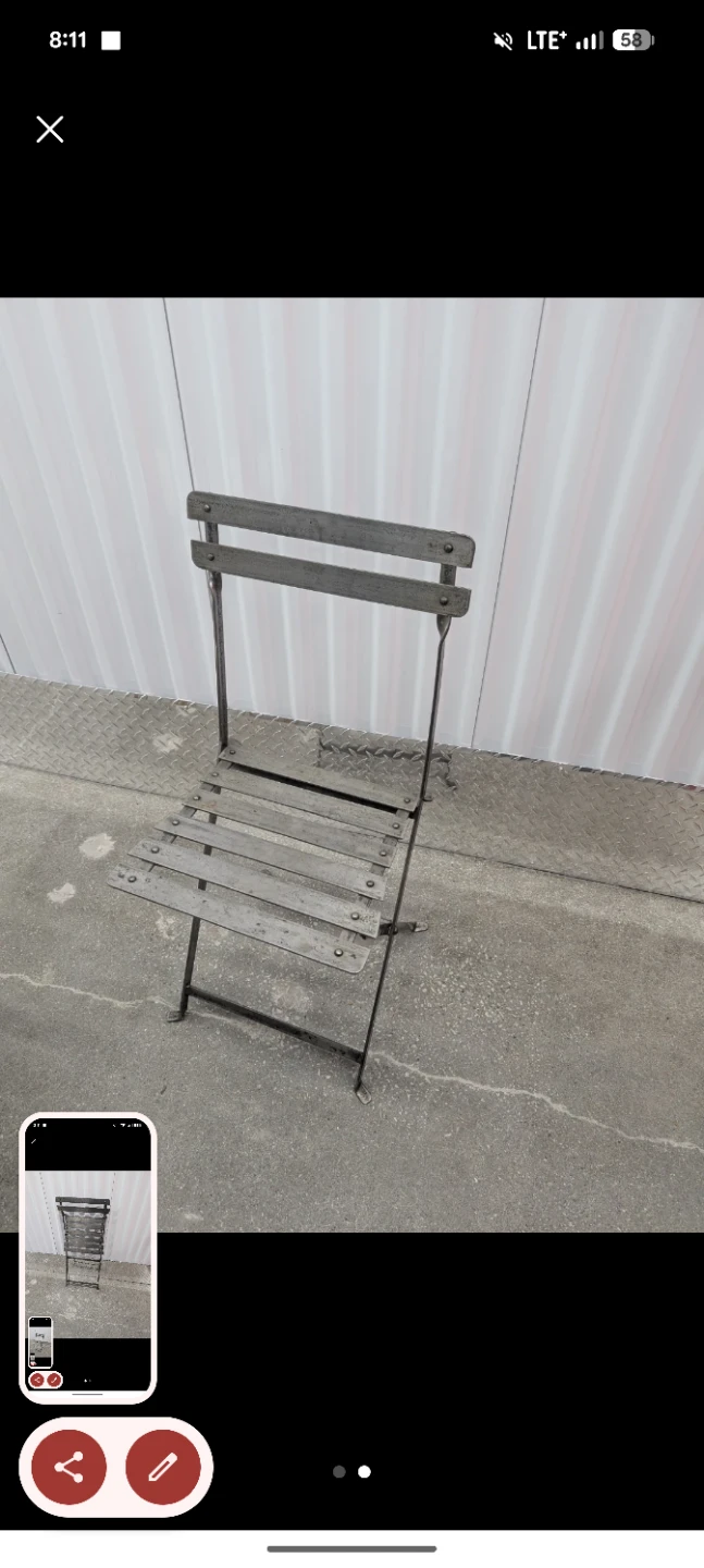 Vintage Folding Metal Bistro Chair