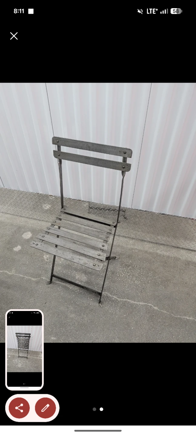 Vintage Folding Metal Bistro Chair - photo 4