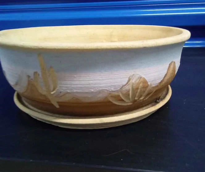Vintage Ceramic Planter Pot with Saucer - 7" Diameter."🧡" - photo 2