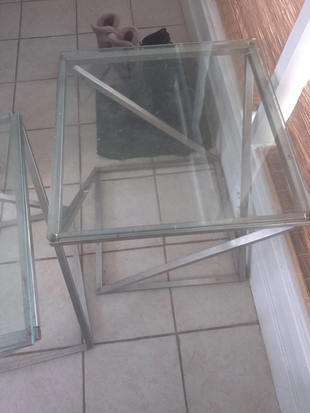 Glass and Metal Ikea Side Tables (Set of 2)