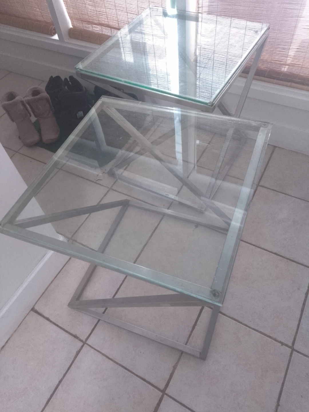Glass and Metal Ikea Side Tables (Set of 2) - photo 5