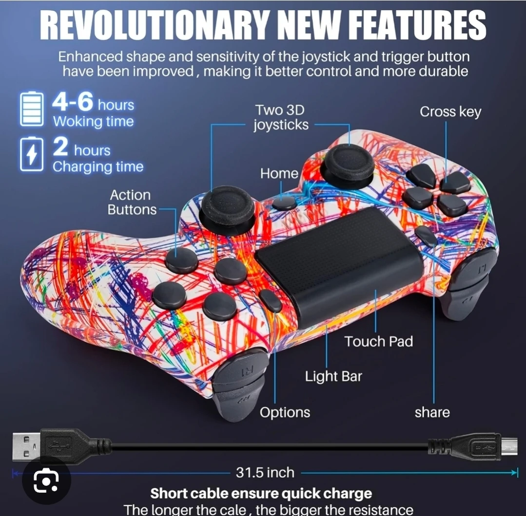 Wireless Bluetooth Game Controller   Strip Dual Vibration - photo 3