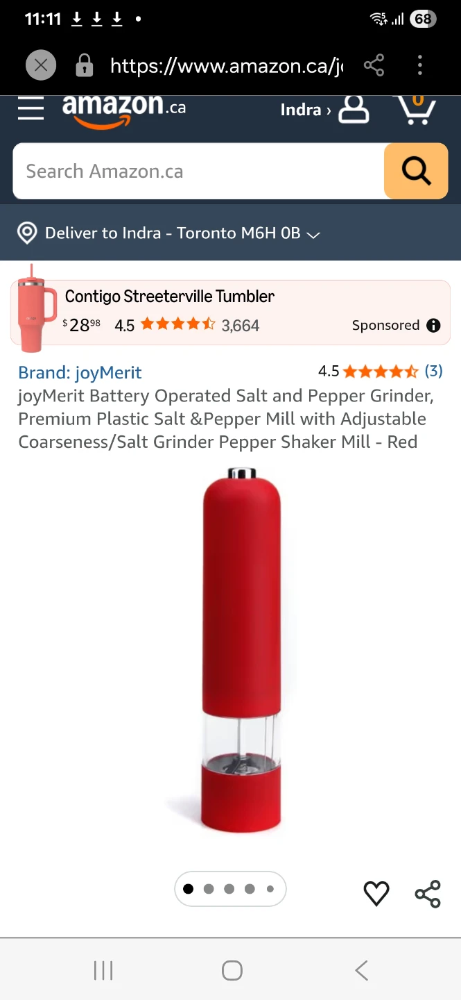 JoyMerit Battery Operated Salt & Pepper Grinder - Red - photo 3