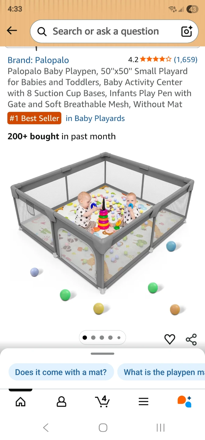 Palopalo Baby Playpen 50"x50" Playard Activity Center