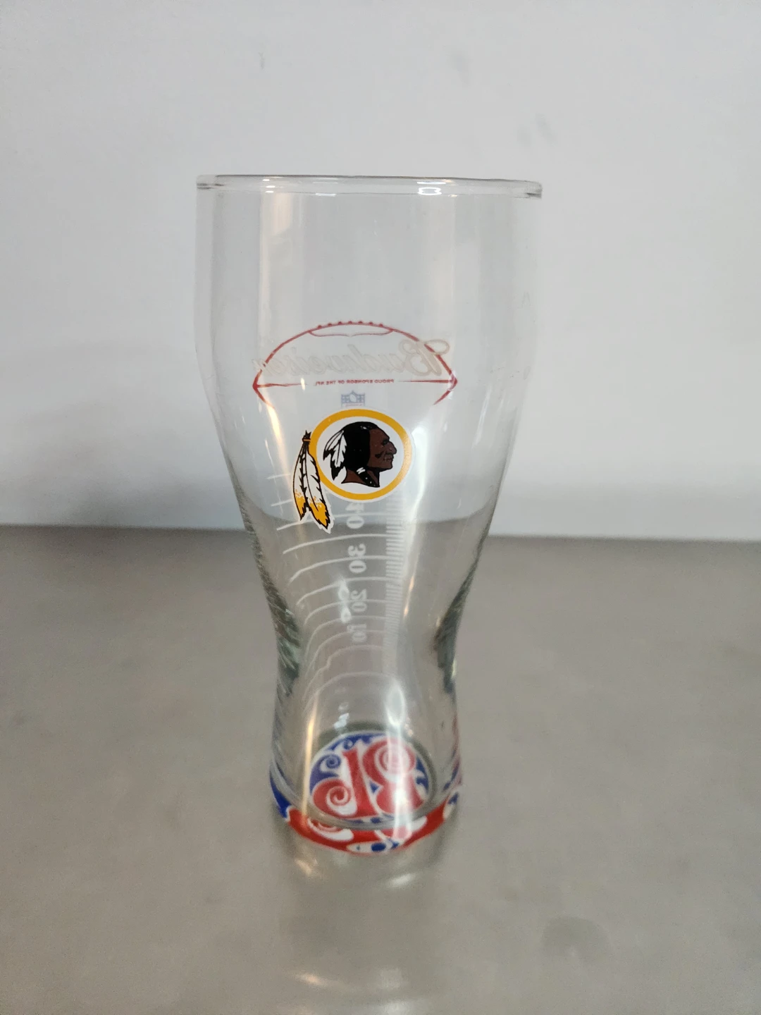 Budweiser NFL Washington Redskins Measuring Glass