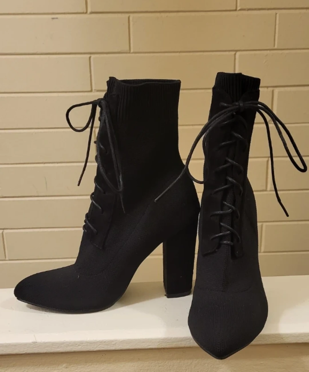 Black Lace-Up Ankle Boots - Size 6