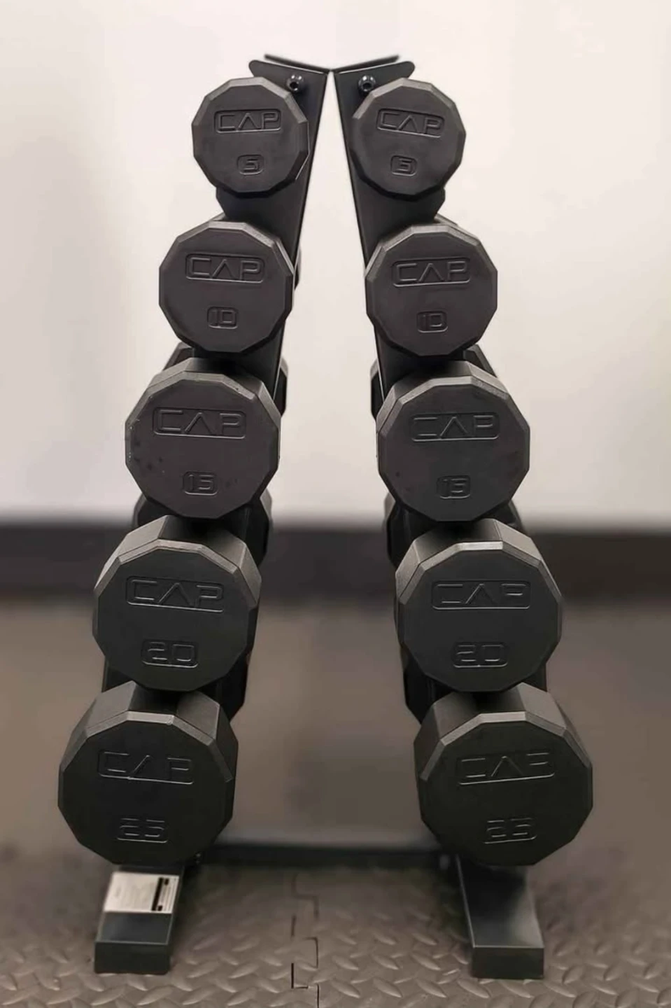 Brand New 150lb Rubber Hex Dumbbell Set w/ Vertical Rack