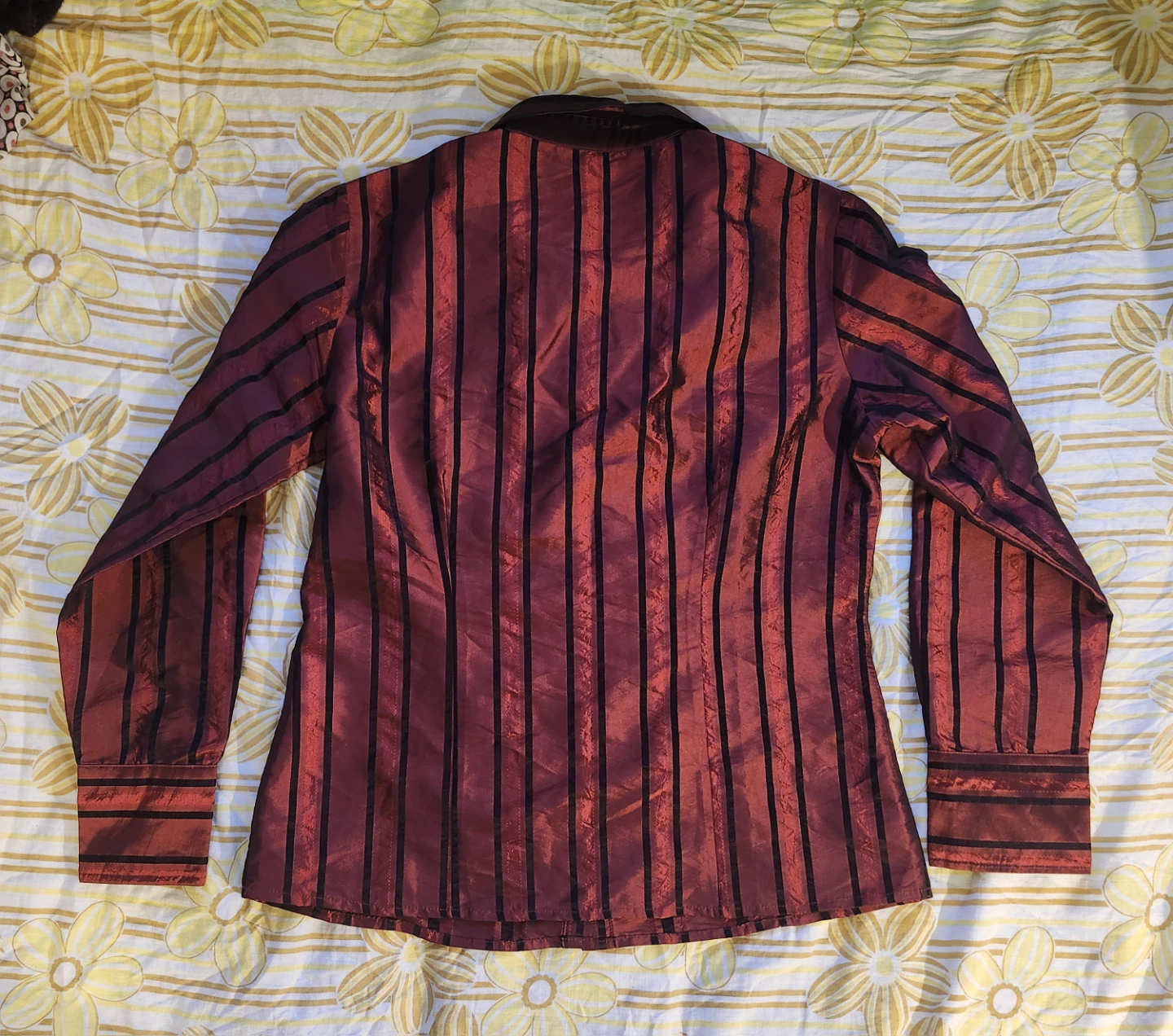 Red and black pinstripe blouse - photo 2