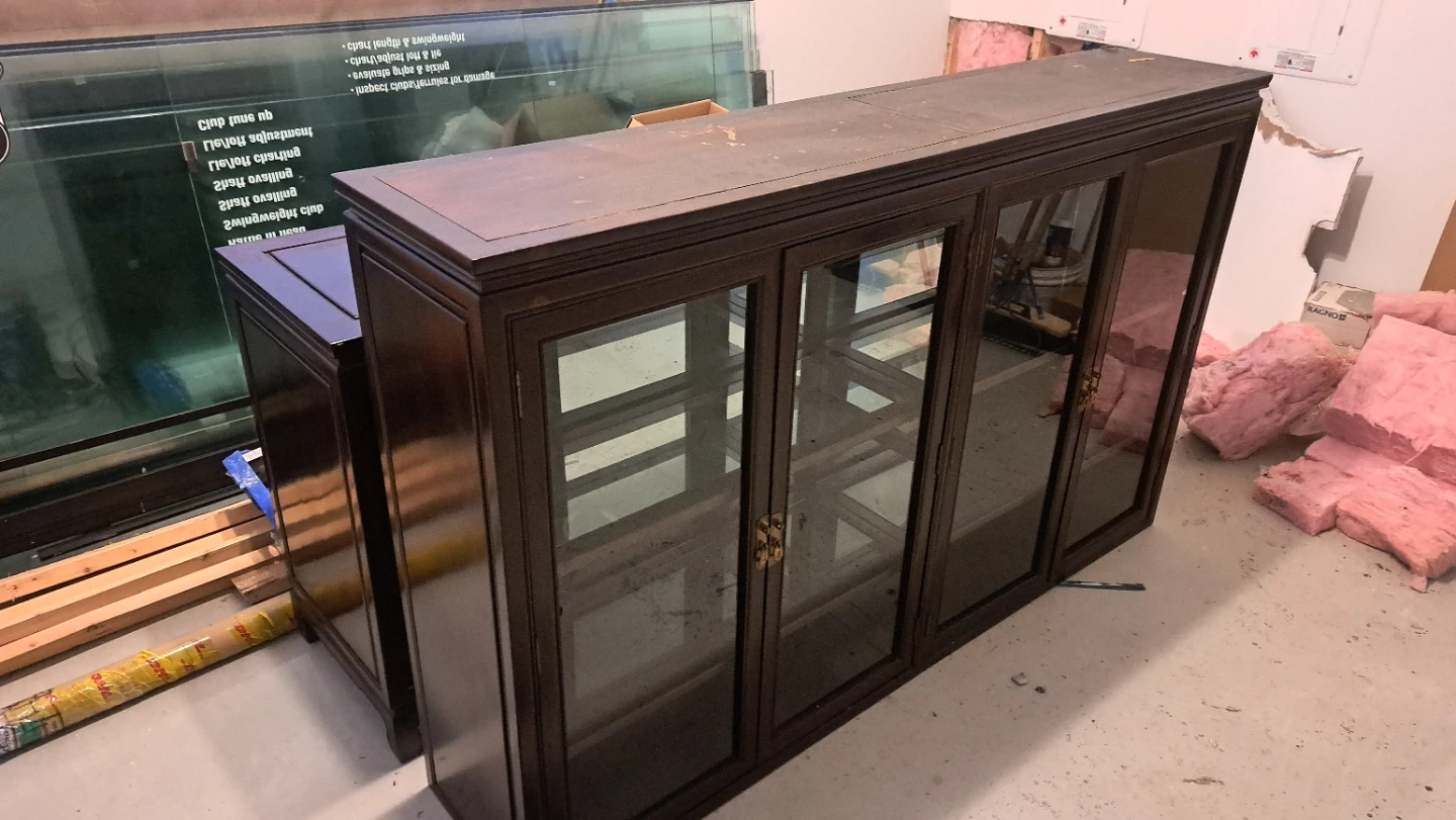 Dark Wood Display Cabinet with Glass Doors - photo 3