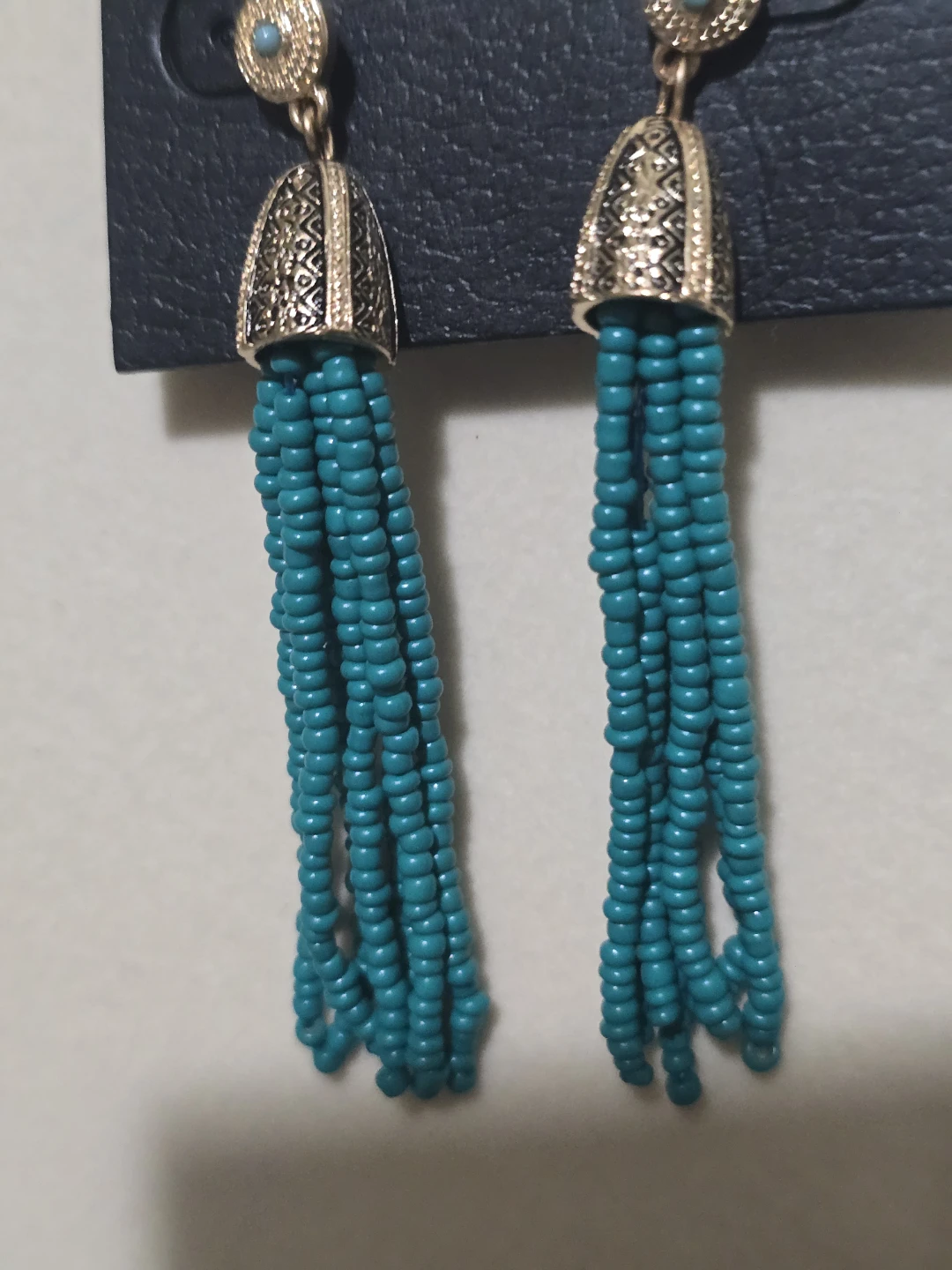 ​NEW Steve Madden Turquoise Beaded Tassel Earrings - Boho Style - photo 2
