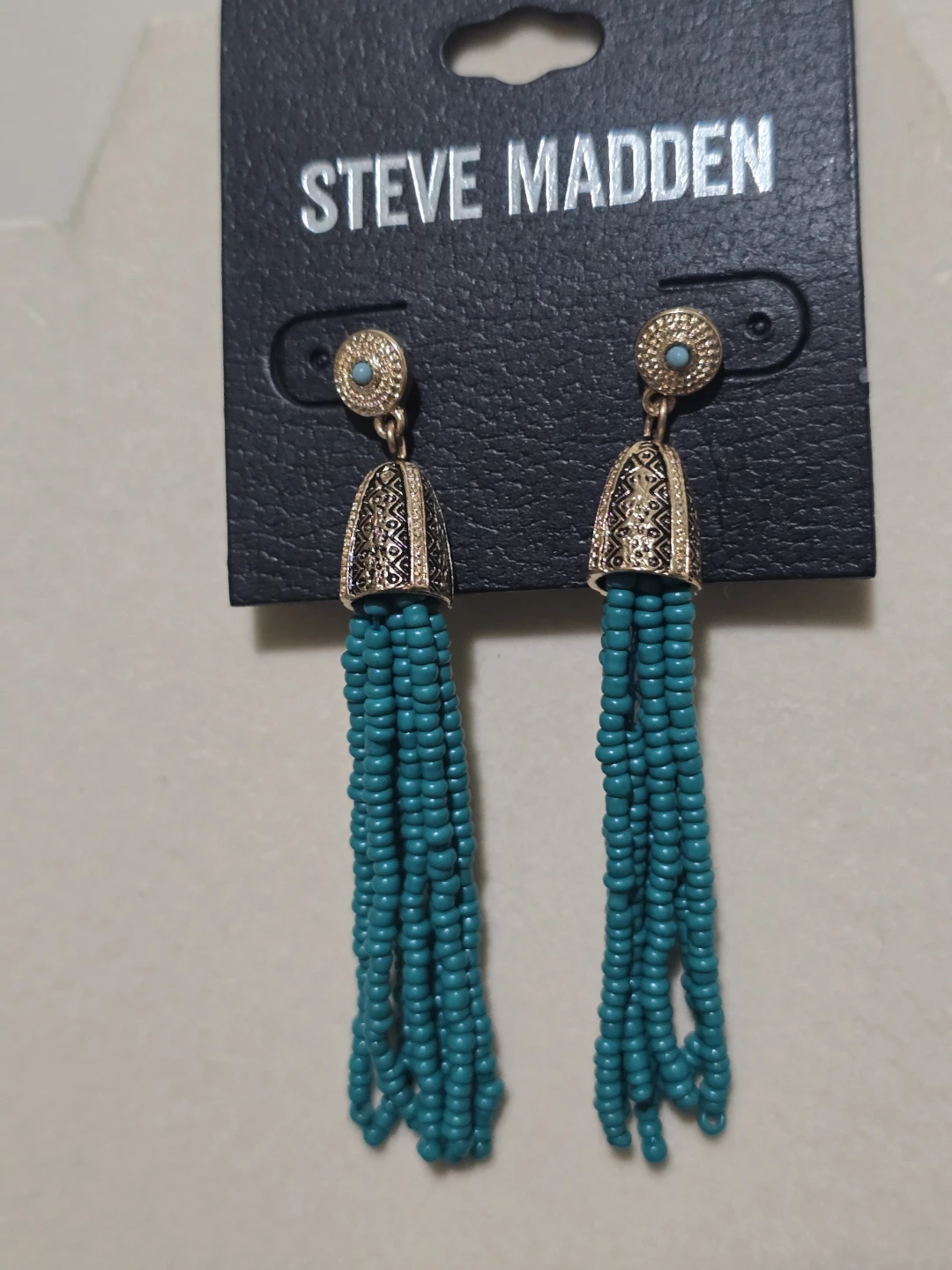 ​NEW Steve Madden Turquoise Beaded Tassel Earrings - Boho Style