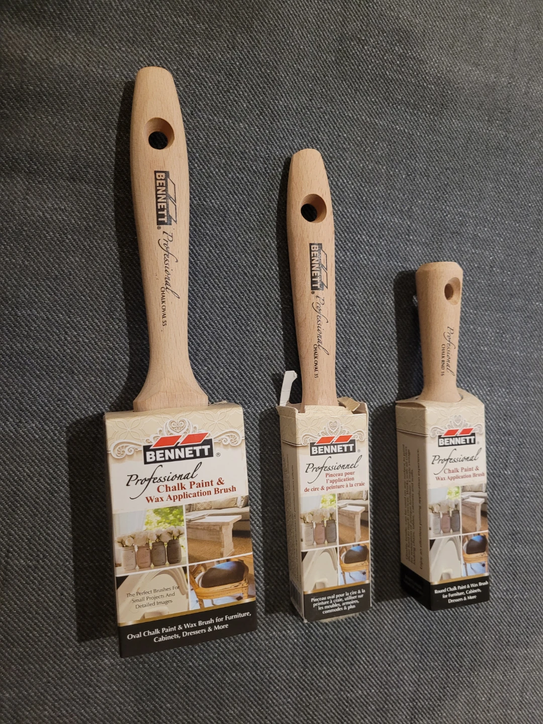Bennett Professional Chalk Paint & Wax Brushes (3 Sizes) - photo 3