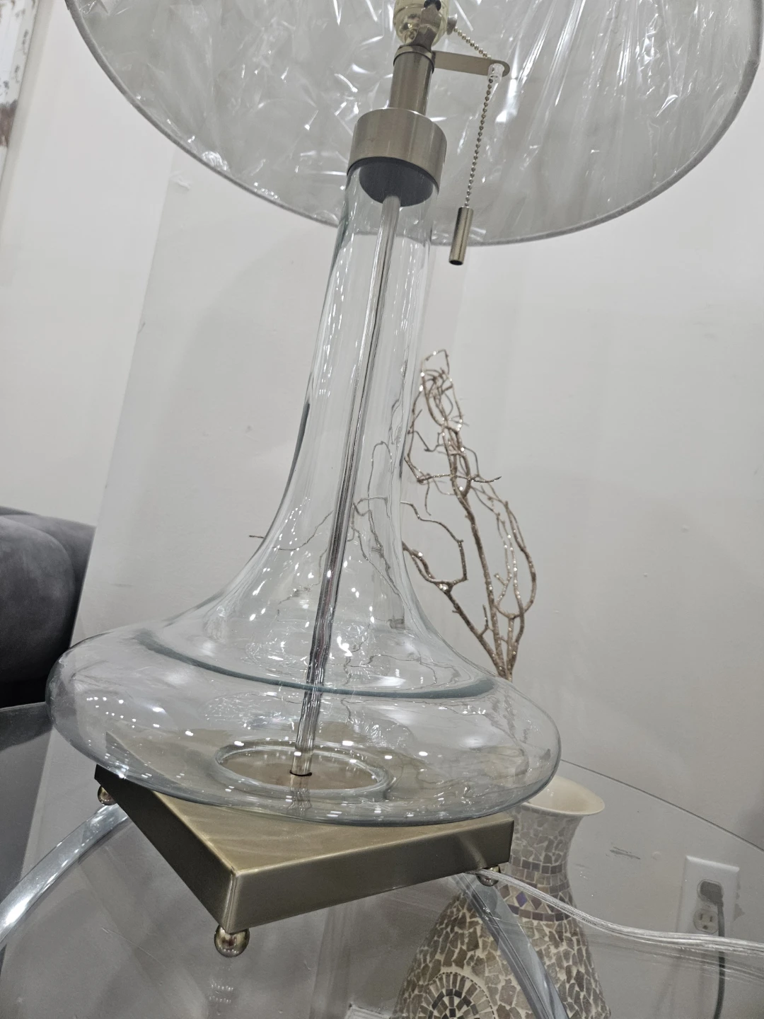Elegant Glass Table Lamp with Brushed Nickel Accent - photo 3