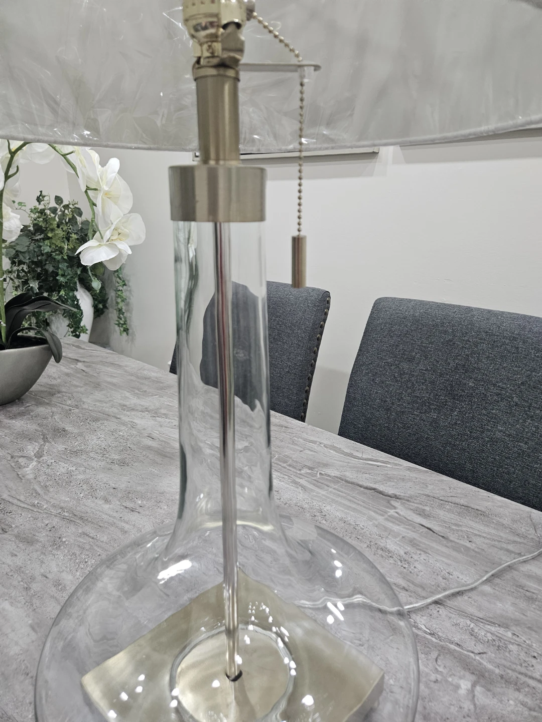 Elegant Glass Table Lamp with Brushed Nickel Accent - photo 4