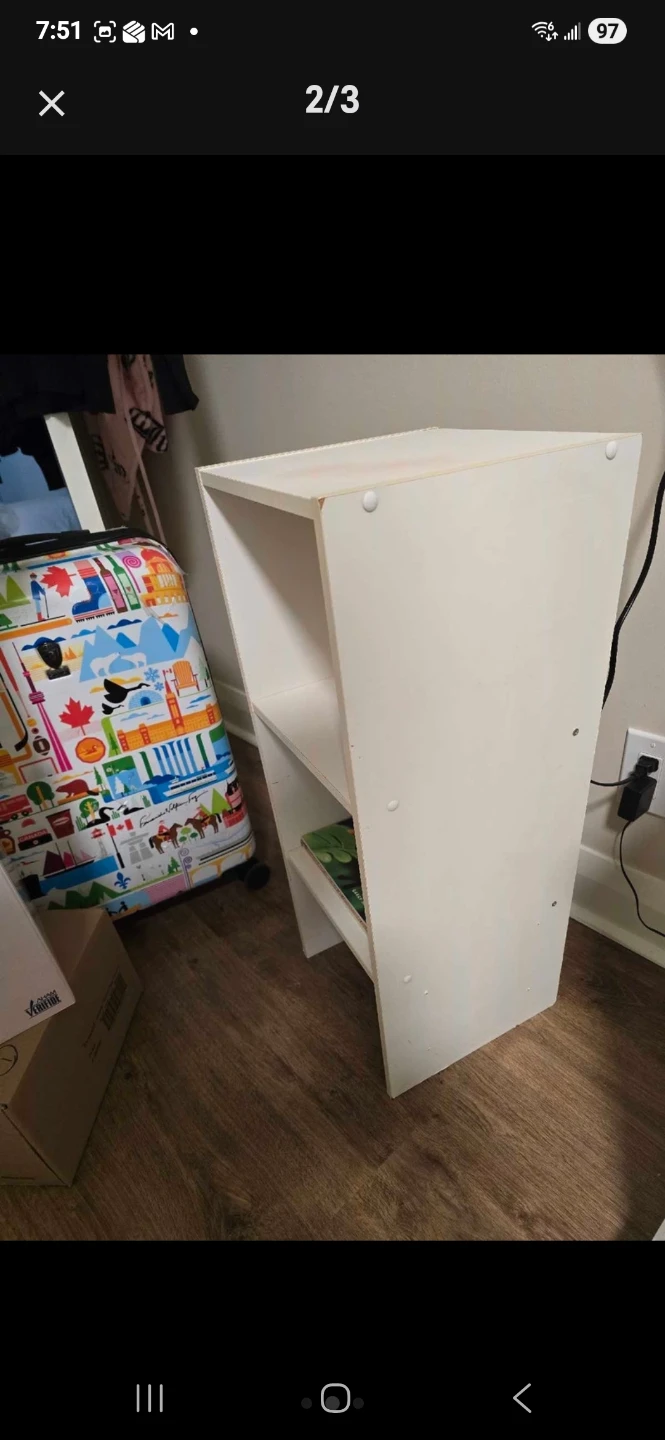 White 3-Shelf Bookcase - photo 3