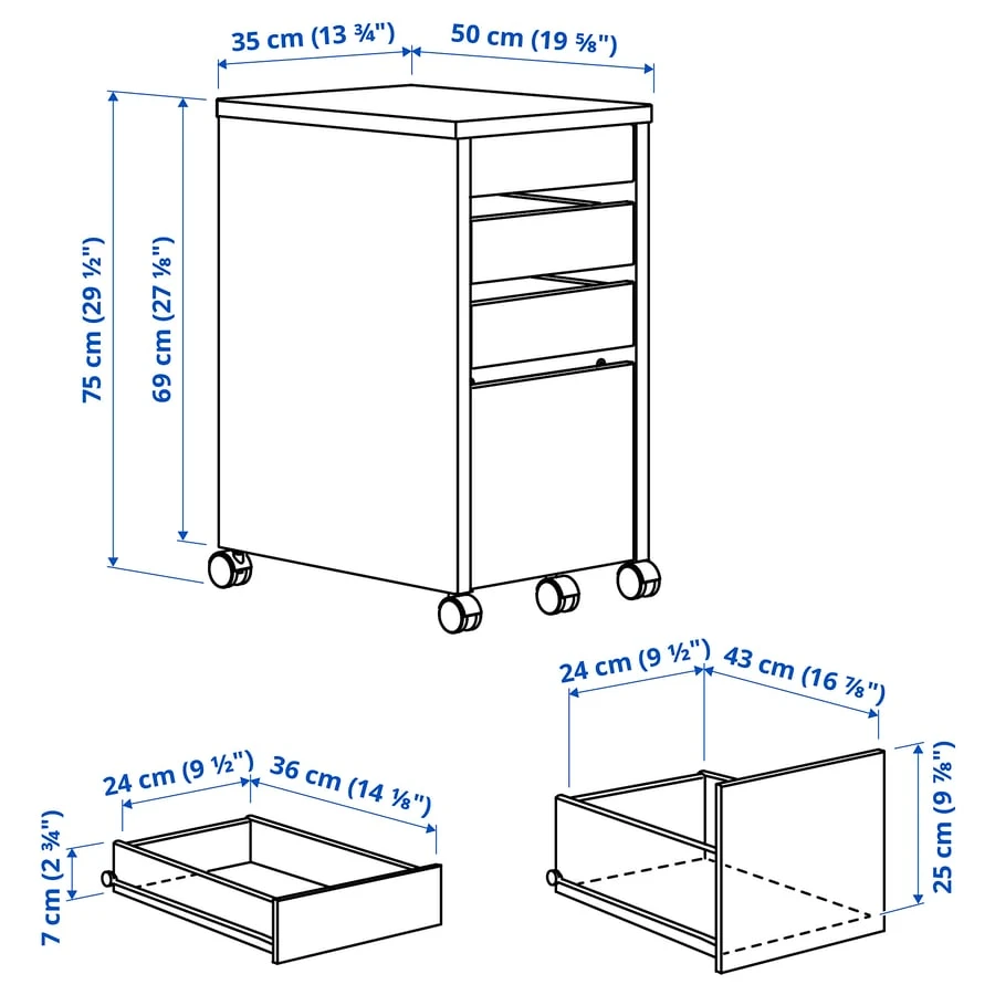 IKEA MICKE Desk with ALEX Drawer Unit