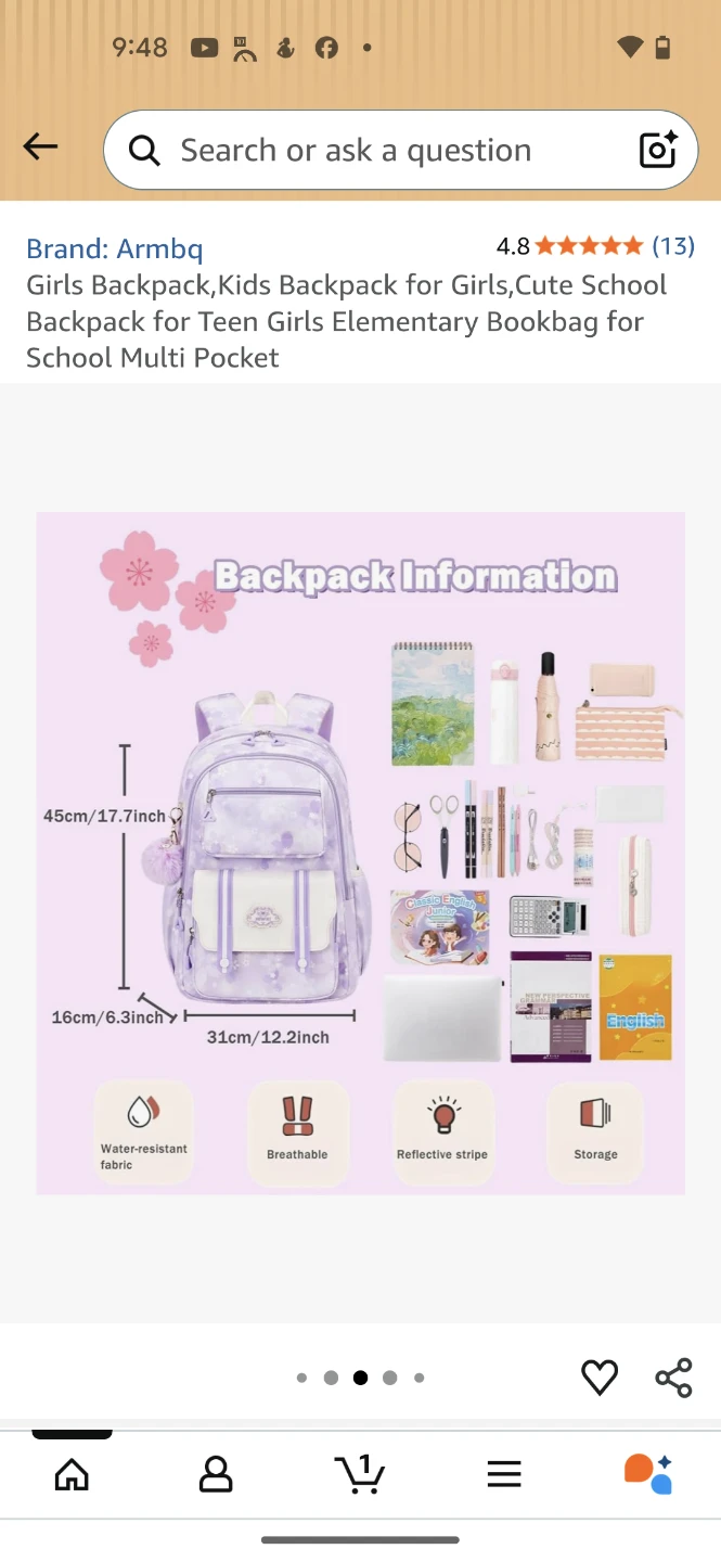 Armbq Girls School Backpack - photo 3