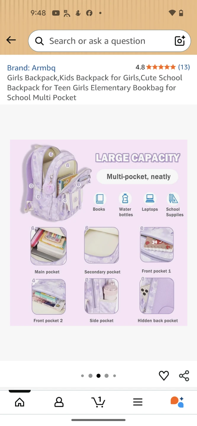 Armbq Girls School Backpack - photo 4
