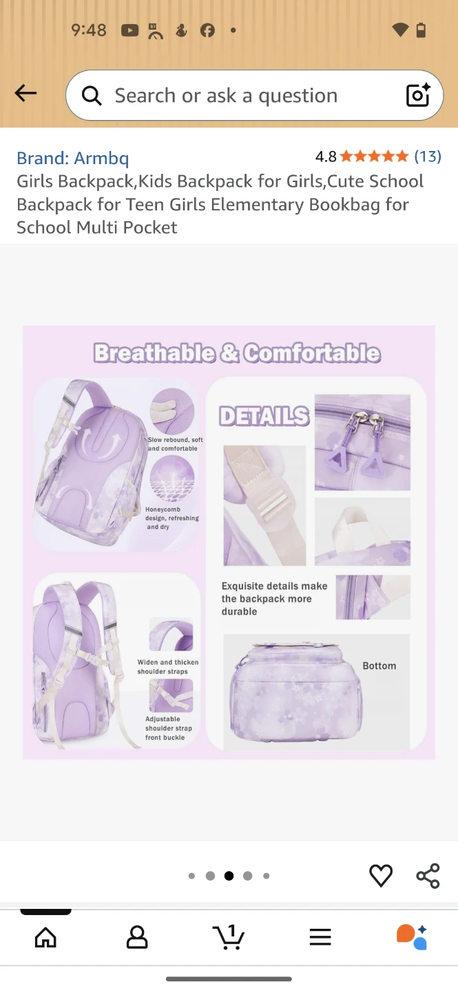 Armbq Girls School Backpack - photo 5