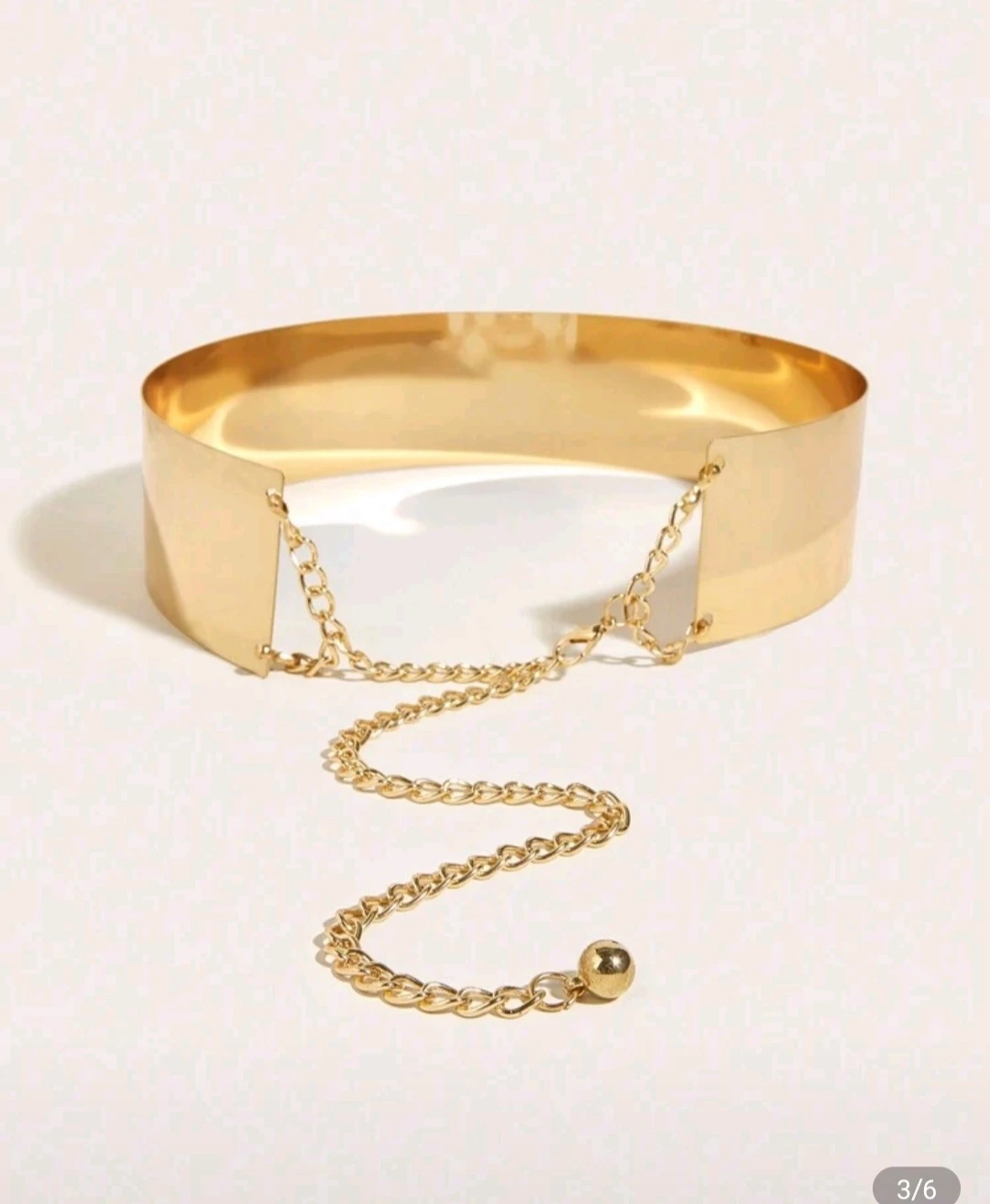 Gold Metal Wide Belt with Chain Detail 🏆 - photo 3