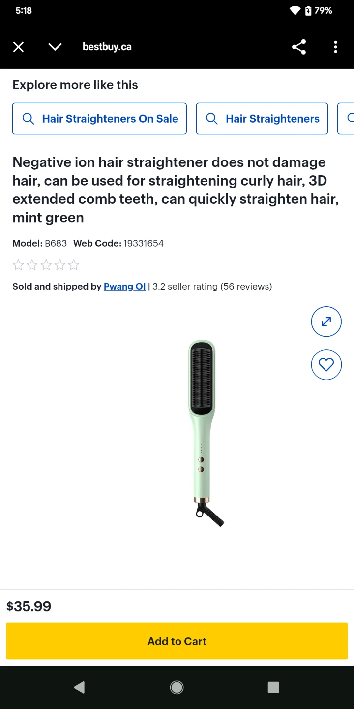 Mint Green Hair Straightening Brush🏆