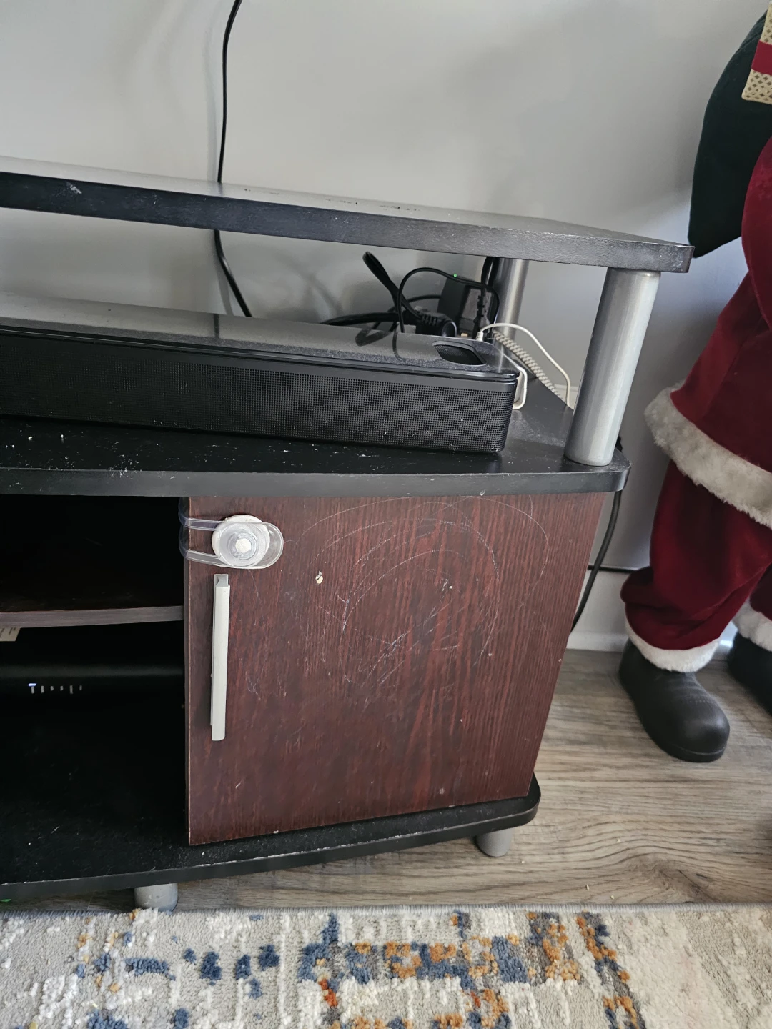Dark Wood Media Console with Soundbar Shelf - photo 4