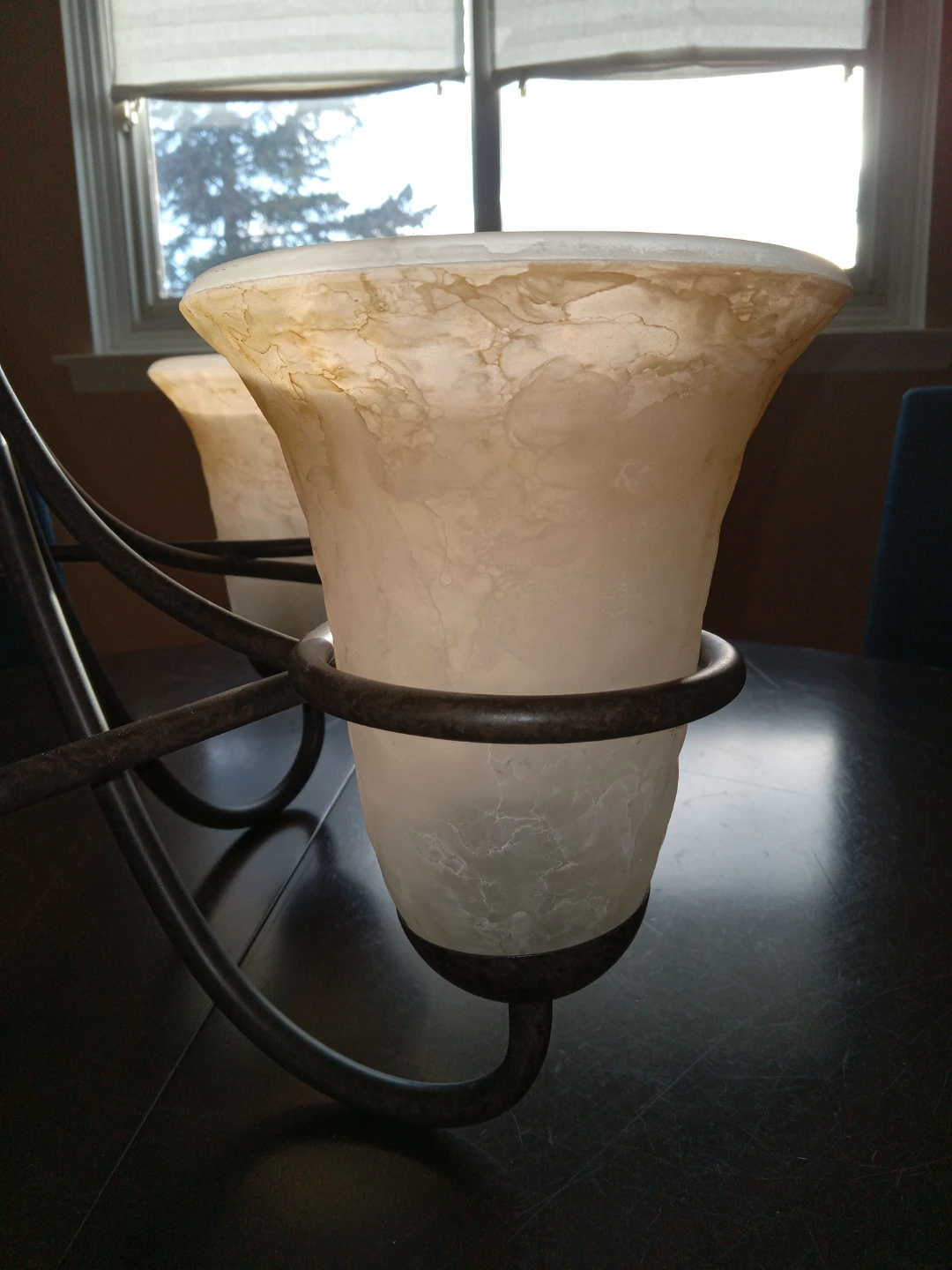 Chandelier with 4 Amber Swirl Glass Shades - photo 2