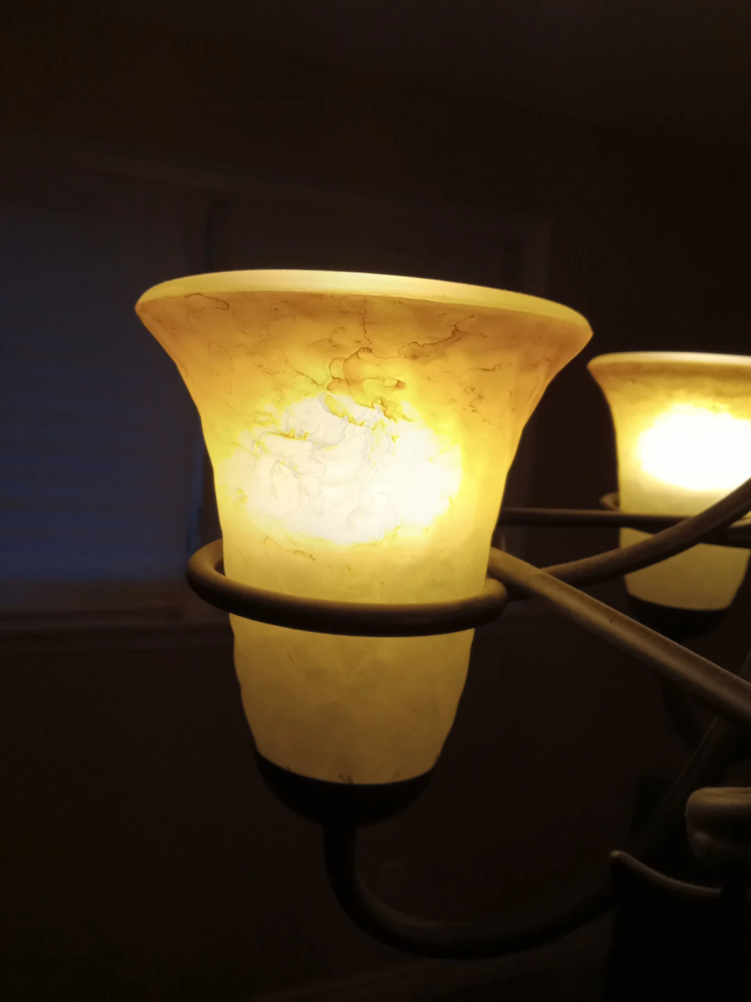 Chandelier with 4 Amber Swirl Glass Shades - photo 5