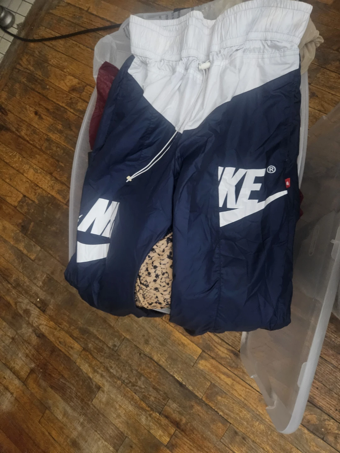 Nike Men's White and Navy Track Pants Size M
