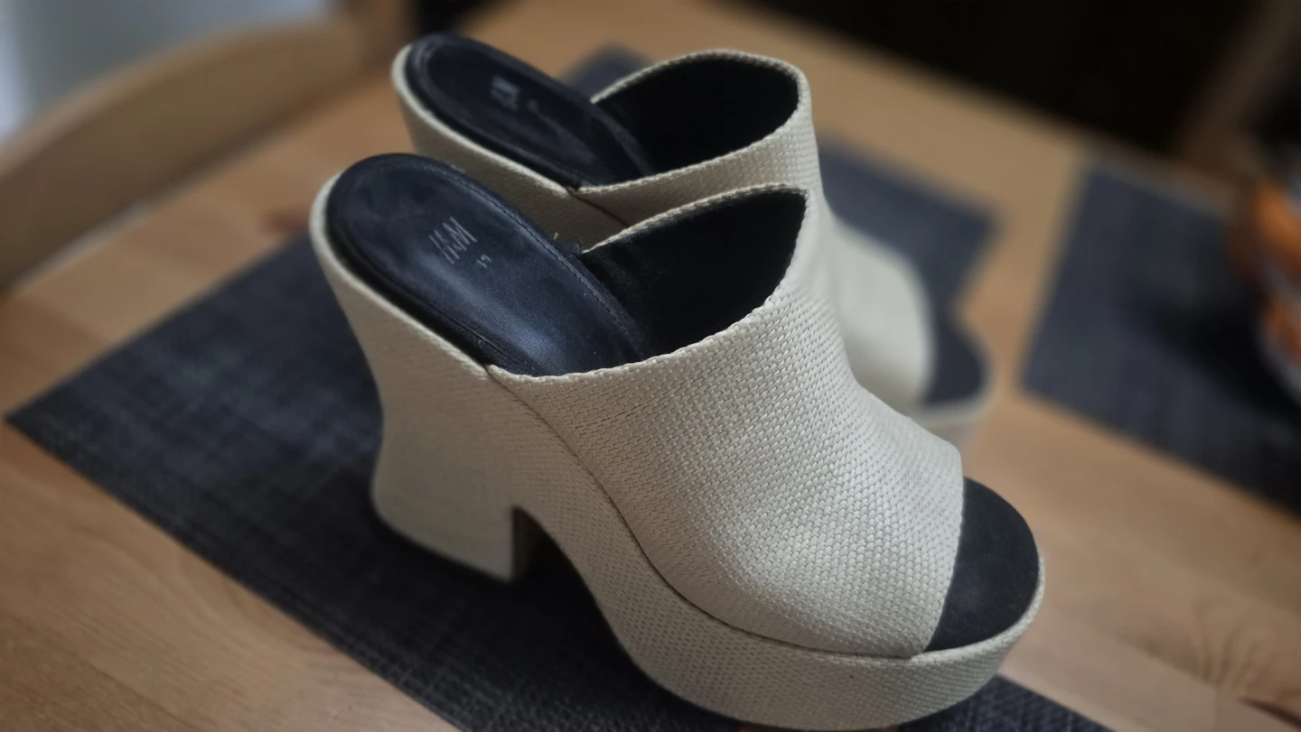 H&M Platform Wedge Mules - Beige