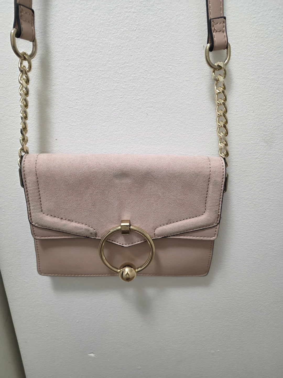TOPSHOP Light Pink Crossbody Bag with Gold Hardware