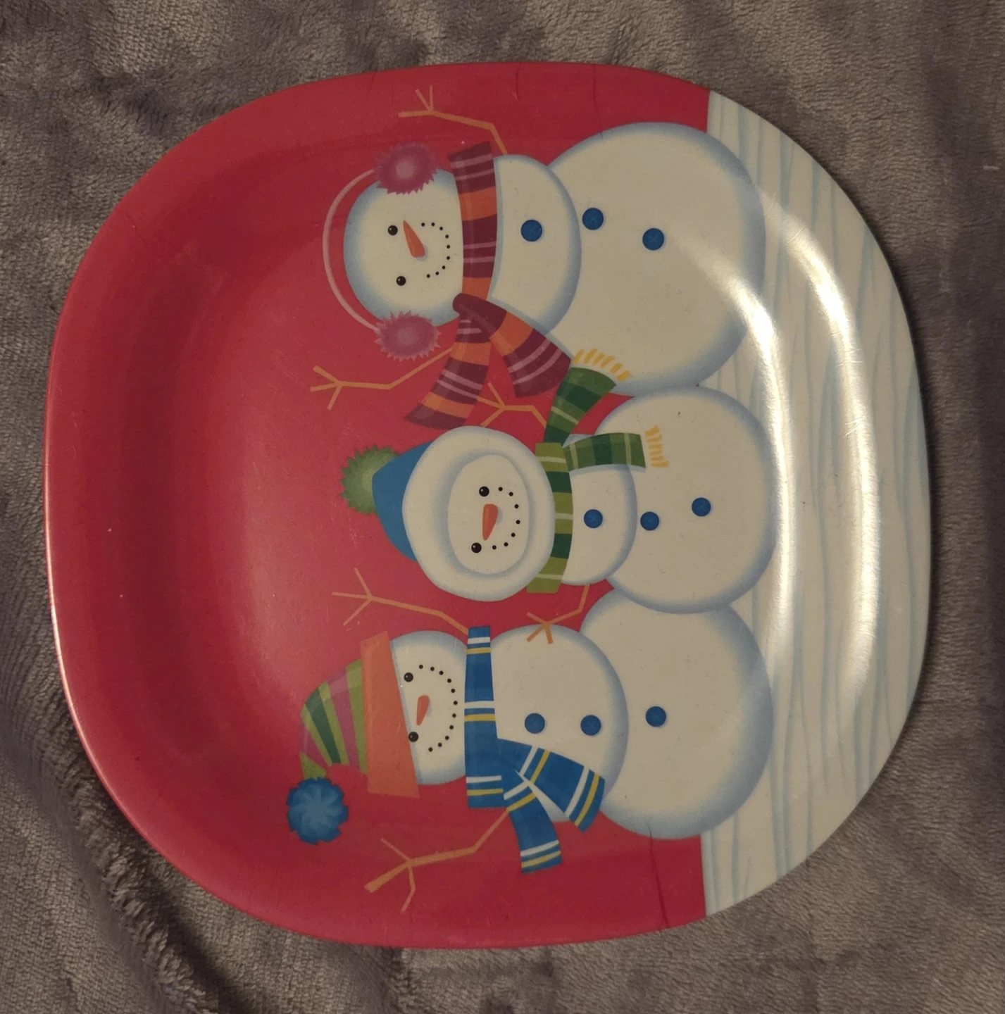 🧤🥕Mela-Ware Christmas Snowman Plate
