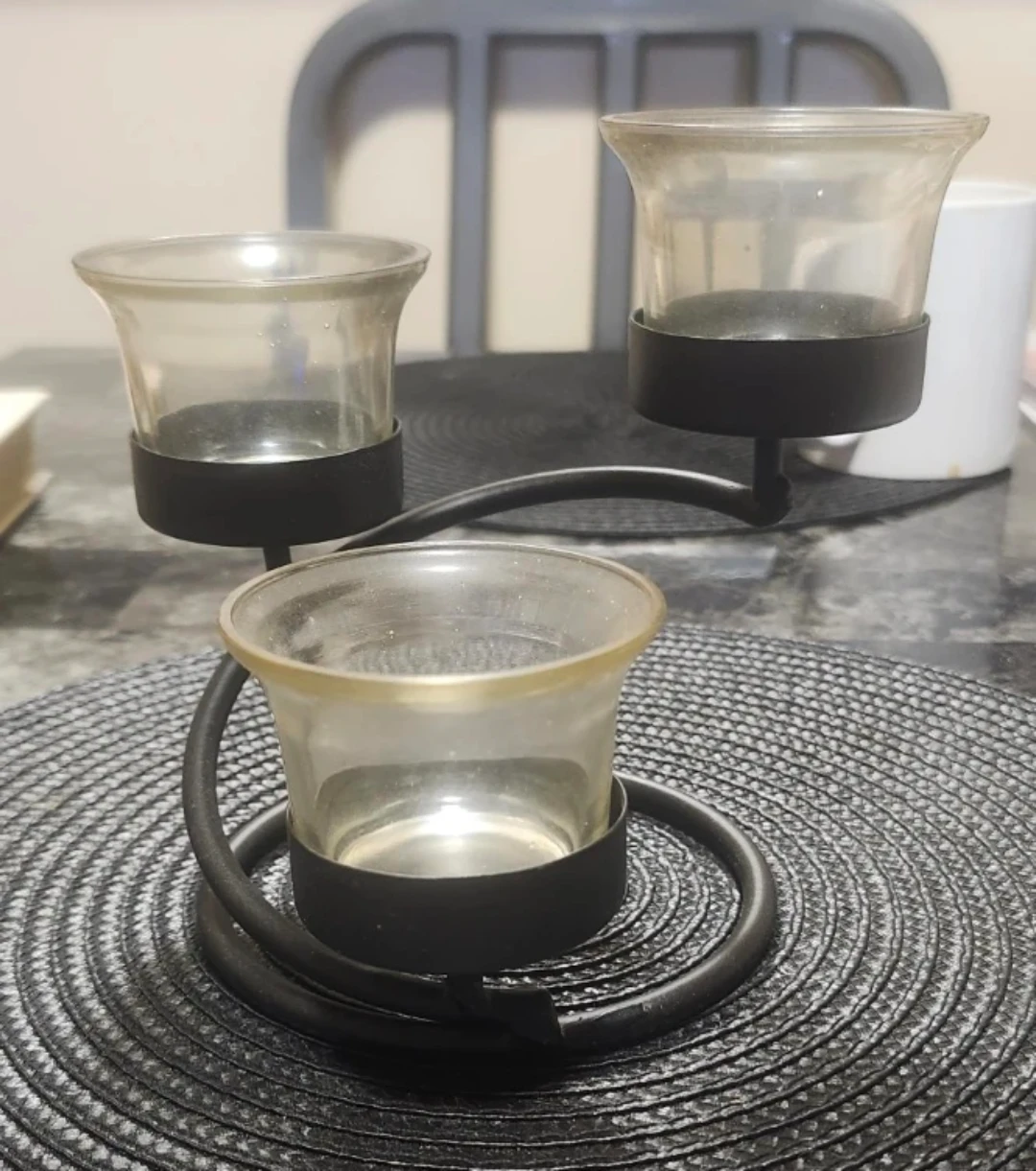 3-Candle Glass and Metal Tealight Holder - photo 2