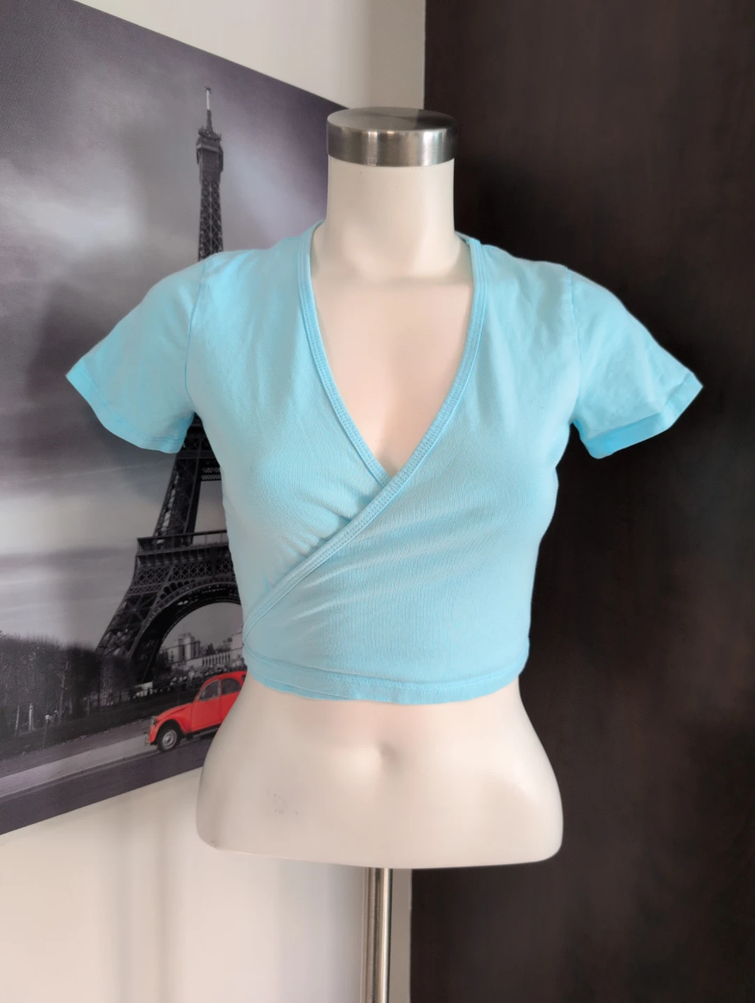No Boundaries Blue Cotton Wrap Crop Top Size M