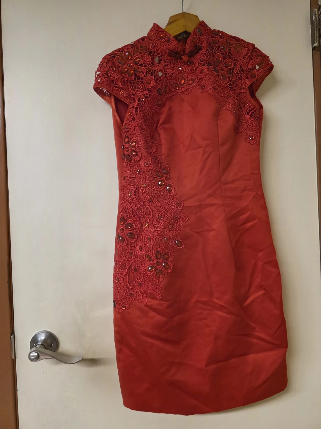 Red Chinese lace beaded Dress (12-14)