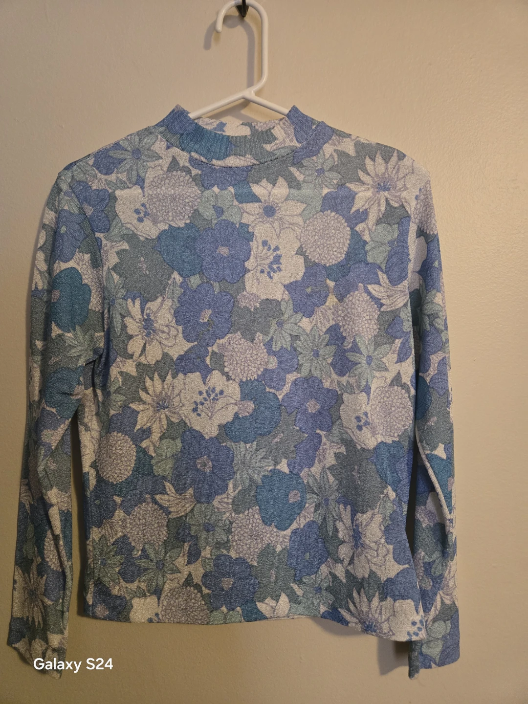 St Michael Nylon Floral Mock Neck Top - Size 14