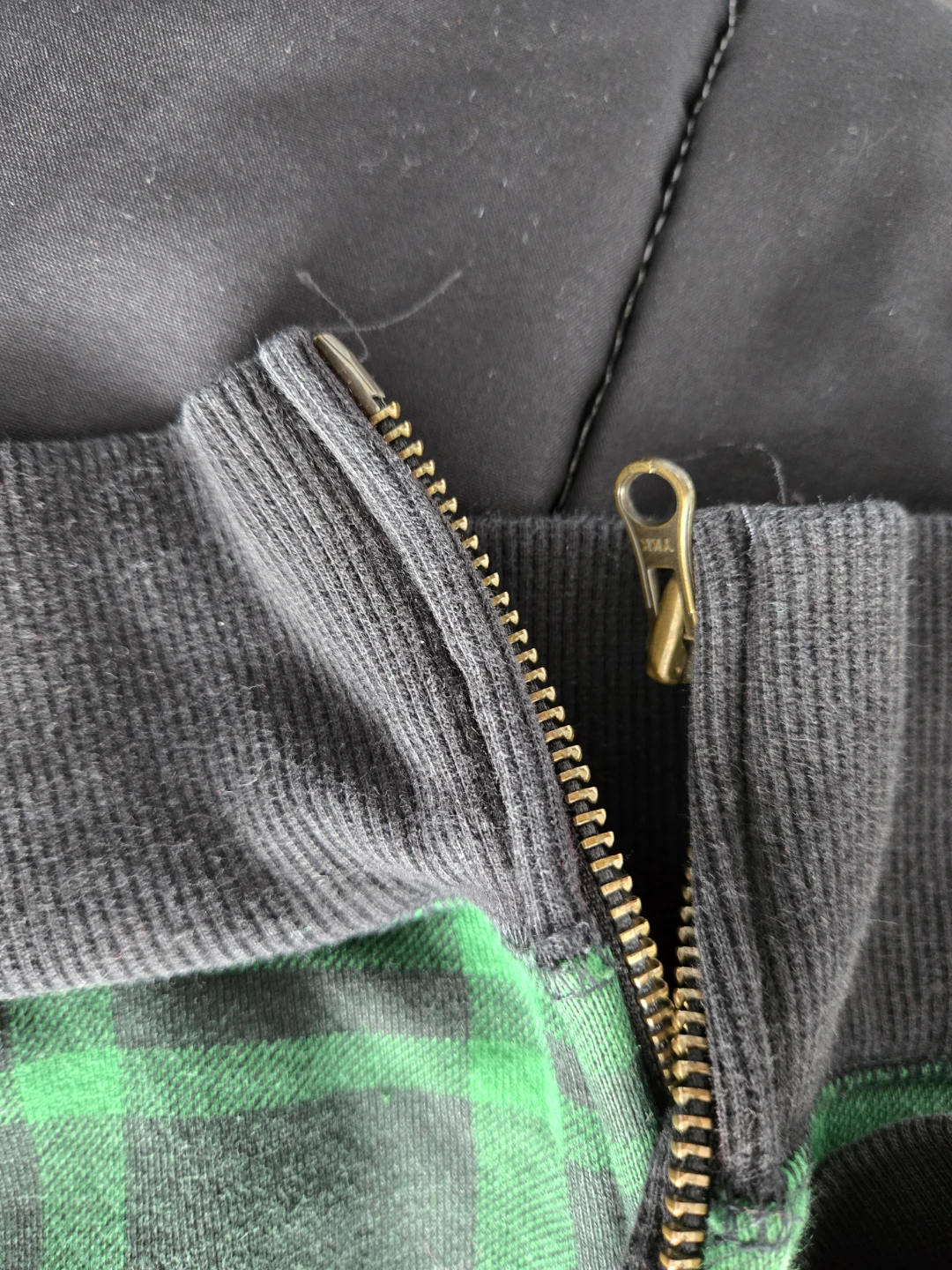 VINTAGE Foot Locker Green Plaid Zip-Up Hoodie - photo 3