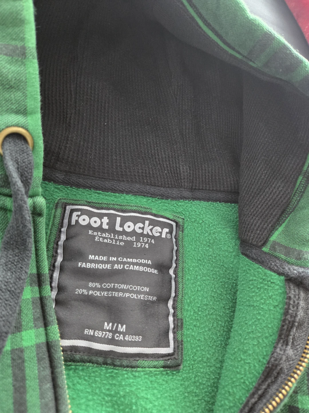 VINTAGE Foot Locker Green Plaid Zip-Up Hoodie - photo 4