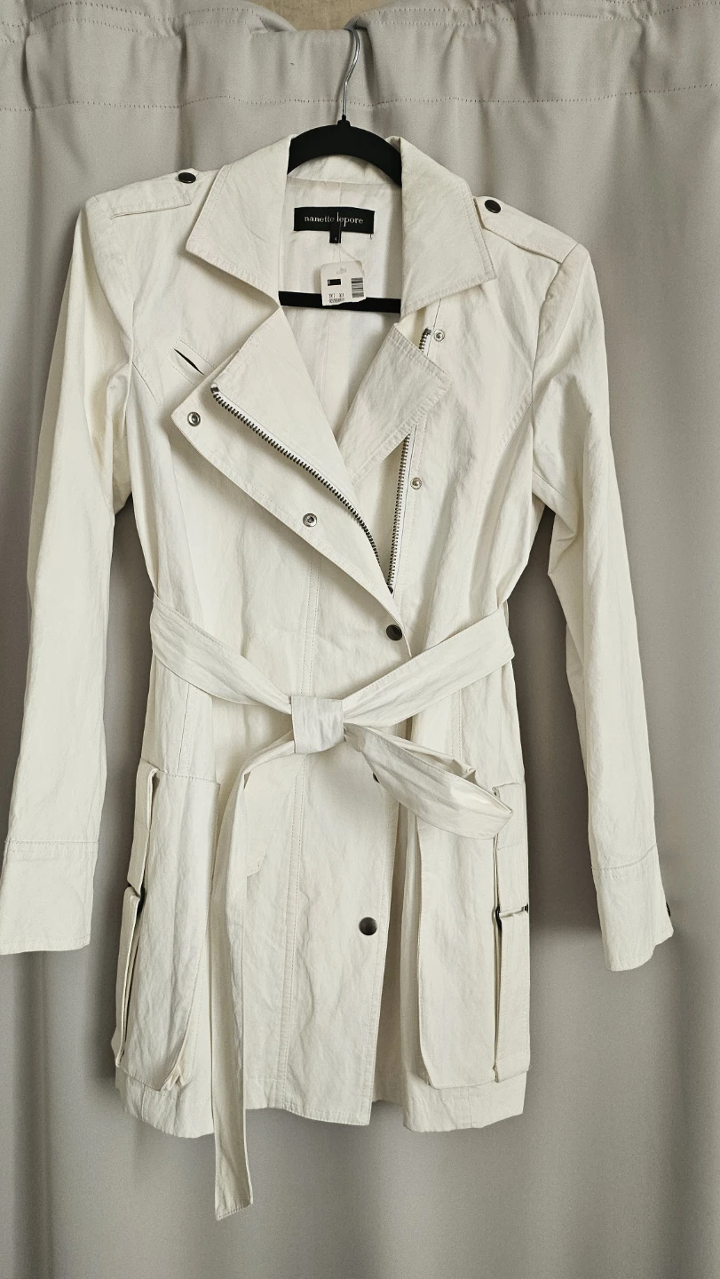 Nanette Lepore Women's Cream Belted Jacket - Size 4