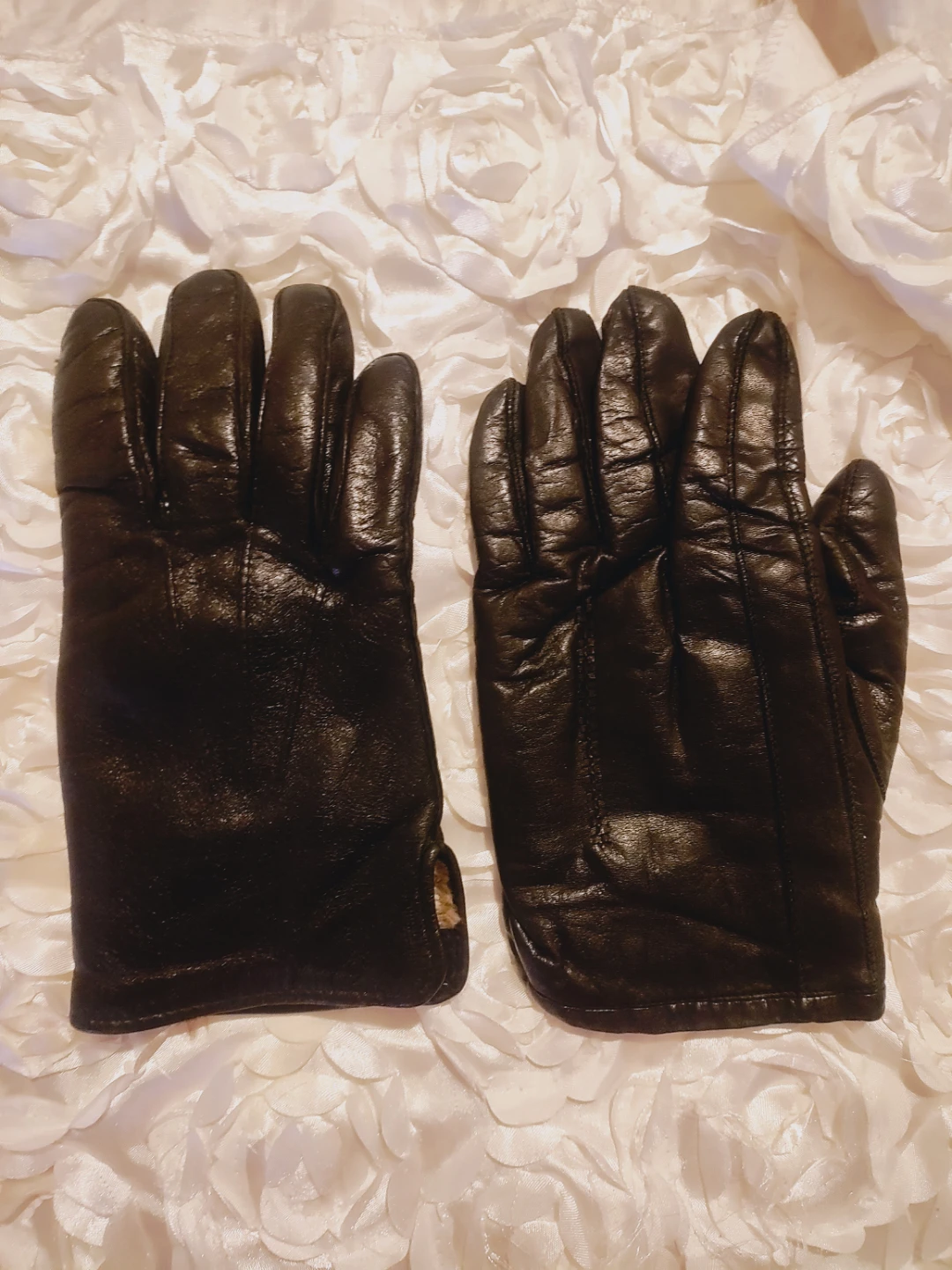 🏆Men Black Leather Gloves with Fur Trim