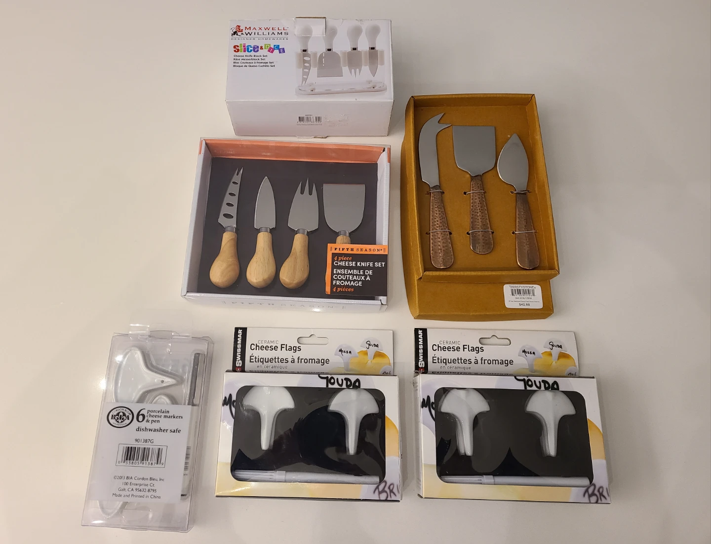 Various Cheese Knife Sets $5 to $20 - Free Flags with Purchase