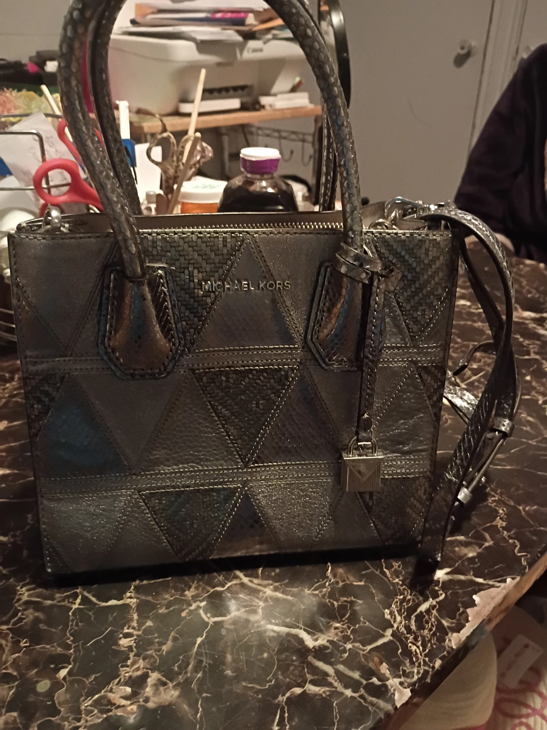 Michael Kors Metallic Snake Embossed Satchel Handbag - photo 4