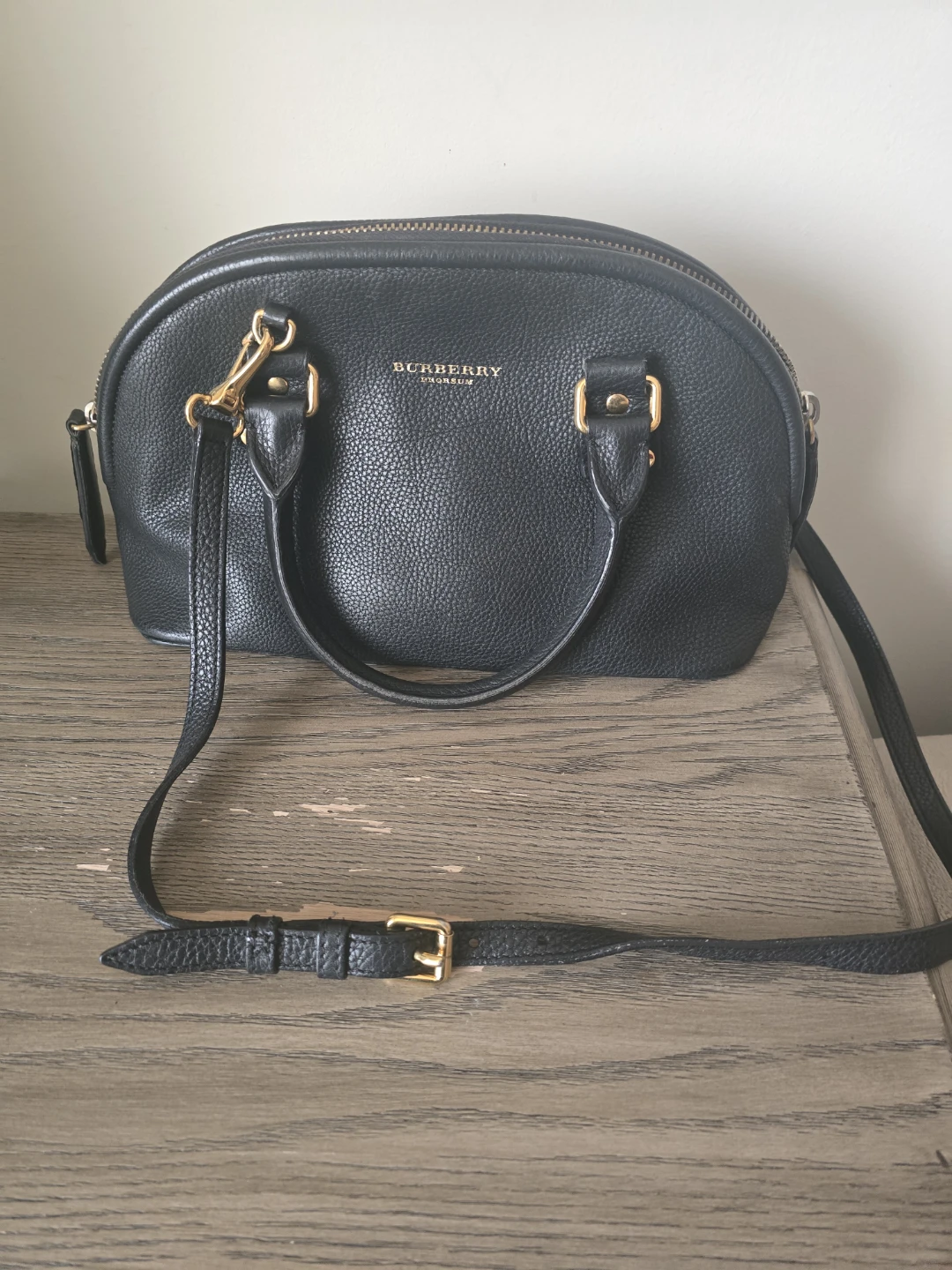 Burberry Black Leather Dome Satchel Bag