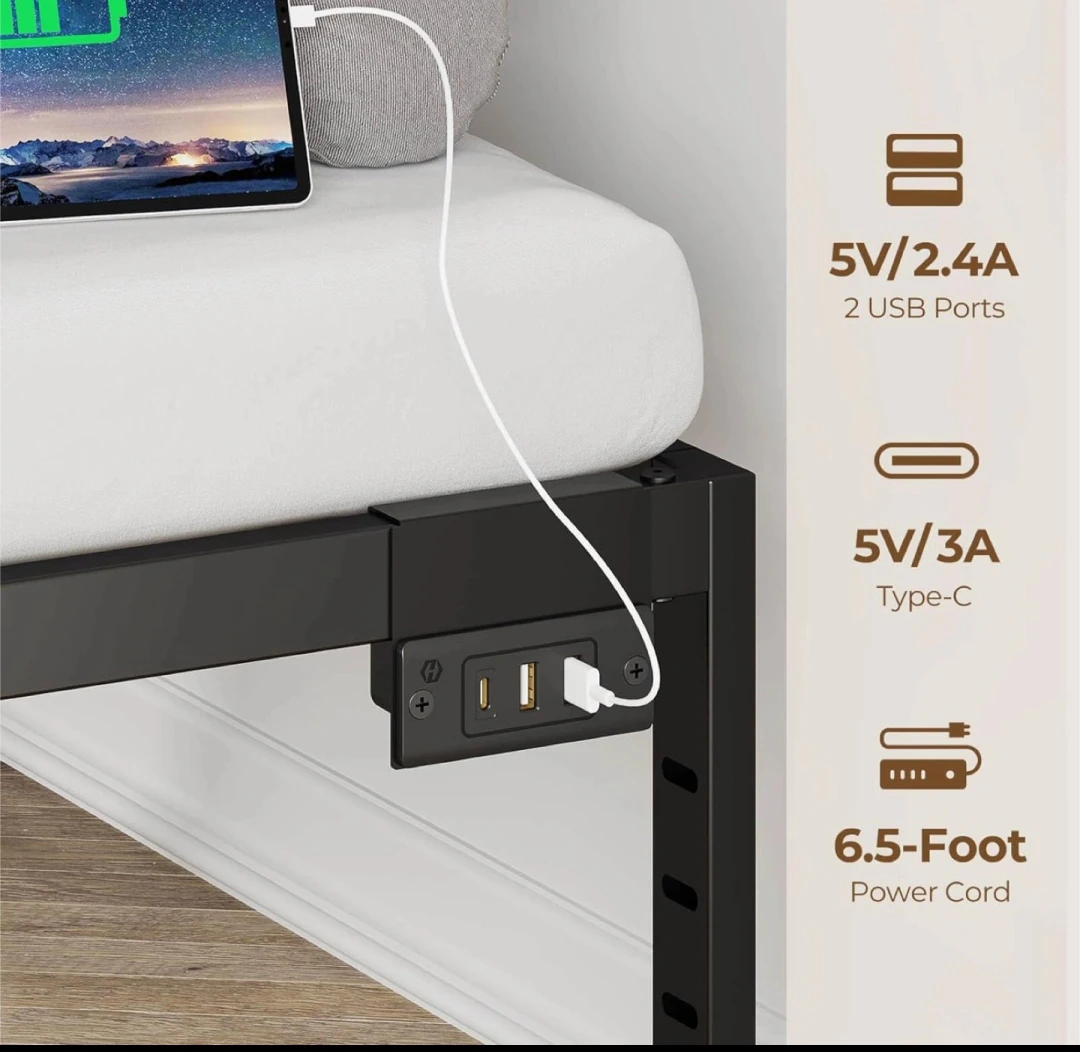 California King Size Bed Frame with USB Ports - photo 2