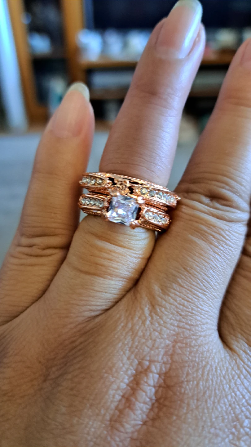 Rose Gold coloured Bridal Ring Set