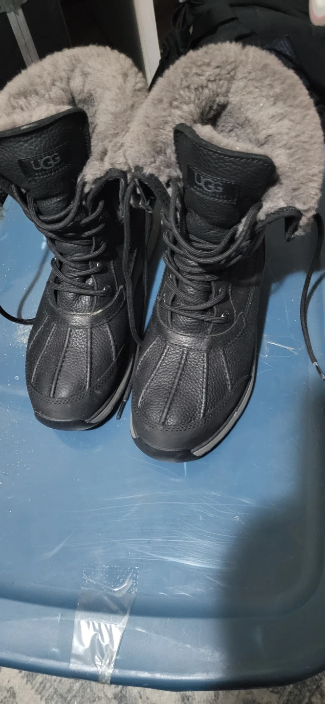 UGG Black Lace-Up Winter Boots with Shearling Lining